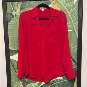 Express Women's Red Button-Up Blouse